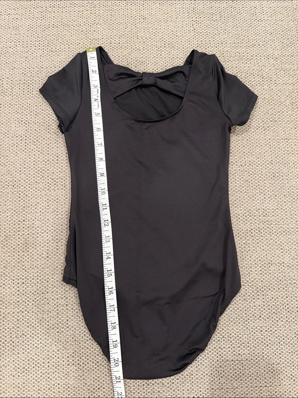 Justice Black Short Sleeve Dance Leotard with Gold Script